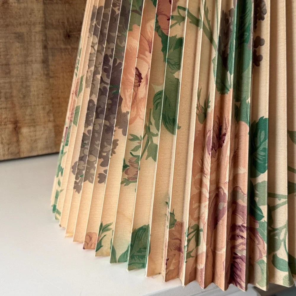 Vintage Floral Pleated Accordian Lamp Shade Cottagecore